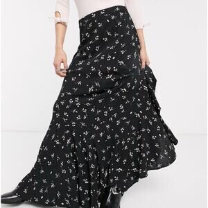 Free People Black Floral Maxi Skirt